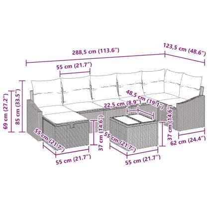 Комплект дивани с възглавница 8 pcs Черно полиратан