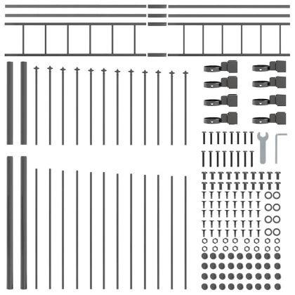 Градска ограда Сив 1020 x 200 см Прахово боядисана стомана