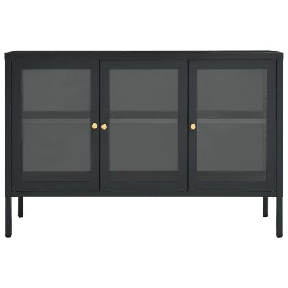 Бюфет, антрацит, 105x35x70 см, стомана и стъкло