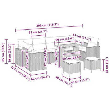 Градински Софа Комплект 10 pcs Черно полиратан