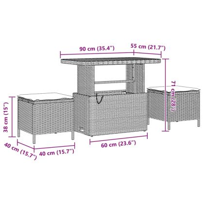 Градински Софа Комплект 12 pcs Сив полиратан
