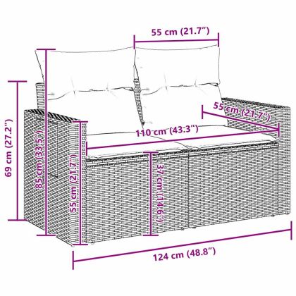 Градински Софа Комплект 13 pcs Черно полиратан
