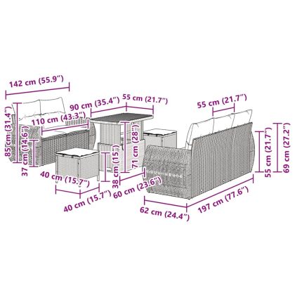 Градински Софа Комплект 8 pcs Бежово полиратан