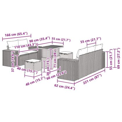 Градински Софа Комплект 8 pcs Бежово полиратан