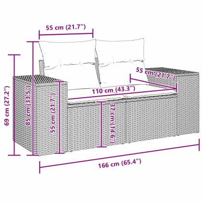 Градински Софа Комплект със съхранение 9 pcs Сив Полиратан
