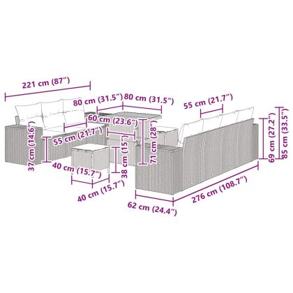 Градински Софа Комплект 10 pcs Бежово полиратан