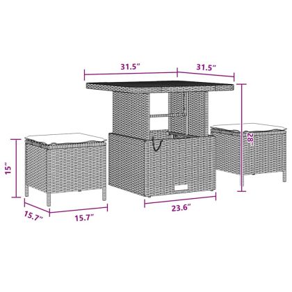 Градински Софа Комплект с възглавница 11 pcs Черно полиратан