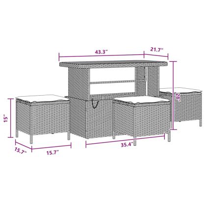 Градински Софа Комплект с възглавница 10 pcs Черно полиратан