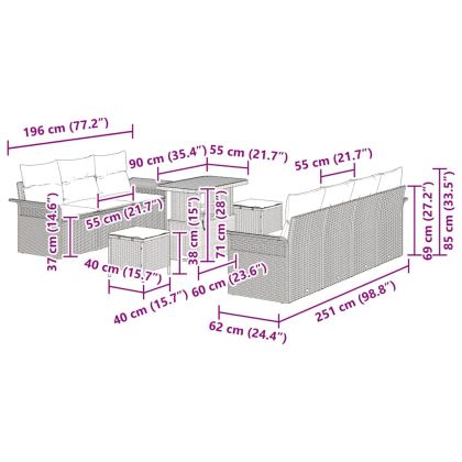 Градински Софа Комплект 10 pcs Бежово полиратан
