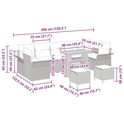 Градински Софа Комплект 10 pcs Бежово полиратан