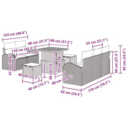 Градински Софа Комплект 8 pcs Бежово полиратан