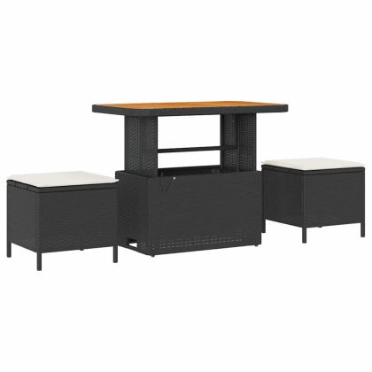 Градински Софа Комплект 9 pcs Черно полиратан