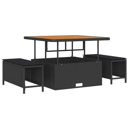 Градински Софа Комплект с възглавница 13 pcs Черно Полиратан