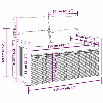 Градински Софа Комплект 10 pcs бежово и светлосиво