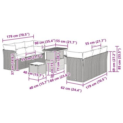 Градински Софа Комплект 9 pcs Бежов и Светло Сив полиратан