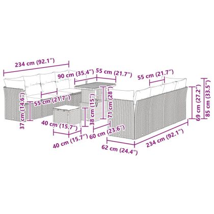 Градински Софа Комплект 11 pcs бежово и светлосиво