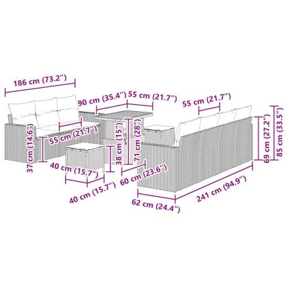 Градински Софа Комплект с възглавница 10 pcs бежово и кремаво