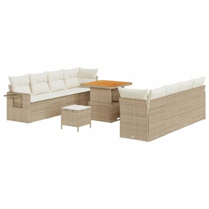 Градински Софа Комплект 11 pcs Бежов и кремав полиратан