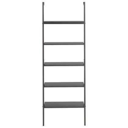 Етажерка стълба с 5 рафта черна 64x35x185 см