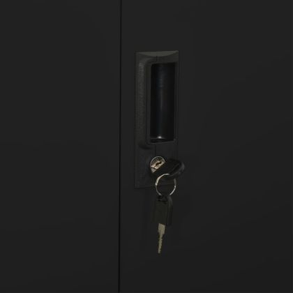 Офис шкаф, черен, 90x40x180 см, стомана