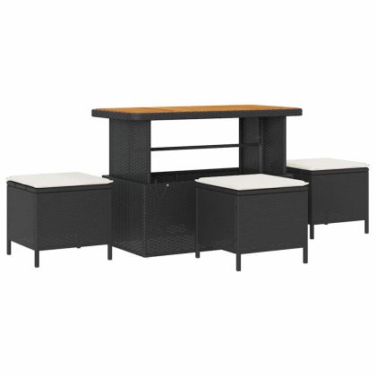 Градински Софа Комплект с възглавница 10 pcs Черен и кремав