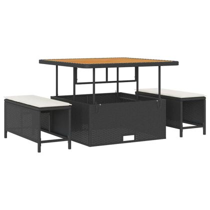 Градински Софа Комплект с възглавница 13 pcs Черен и кремав