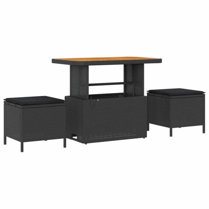 Градински Софа Комплект с възглавница 10 pcs Черен и кремав