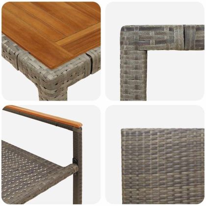 Комплект за хранене в градината 3 pcs Сив полиратан