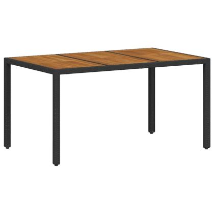 Комплект за хранене в градината 5 pcs Черно и Дърво полиратан