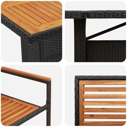 Комплект за хранене в градината 11 pcs Черно полиратан