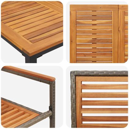 Комплект за хранене в градината 7 pcs Сив и кафяв полиратан