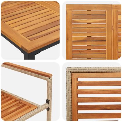 Комплект за хранене в градината 7 pcs Бежов и кафяв полиратан