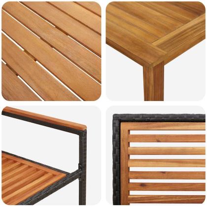 Комплект за хранене в градината 3 pcs Черно Полиратан