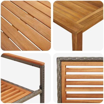 Комплект за хранене в градината 3 pcs Сив Полиратан