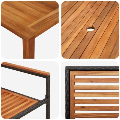 Комплект за хранене в градината 5 pcs Черно Полиратан