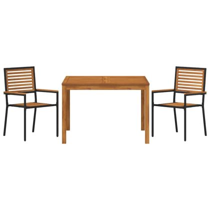 Комплект за хранене в градината 3 pcs Черно Полиратан