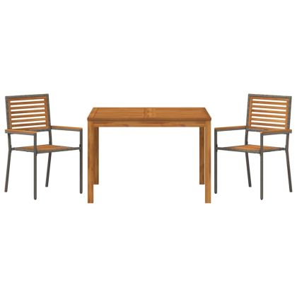 Комплект за хранене в градината 3 pcs Сив Полиратан