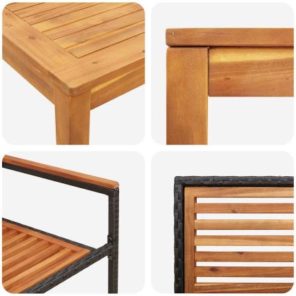 Комплект за хранене в градината 5 pcs Черно Полиратан