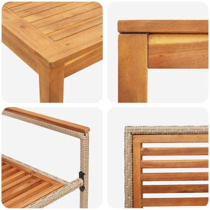 Комплект за хранене в градината 5 pcs Бежово Полиратан