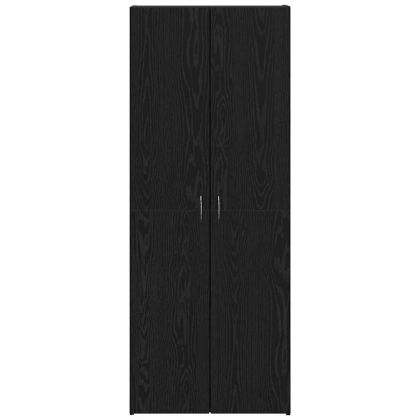 Офис шкаф с рафт Черен дъб 60 x 32 x 153 Инженерно дърво