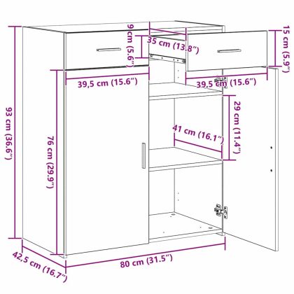 Шкаф за съхранение с чекмедже дъб артизан 80 x 42.5 x 93.5 см