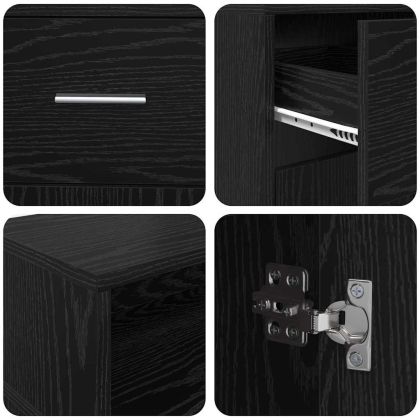 Бюро с чекмедже Черен дъб 160 x 55 x 91 см Инженерно дърво