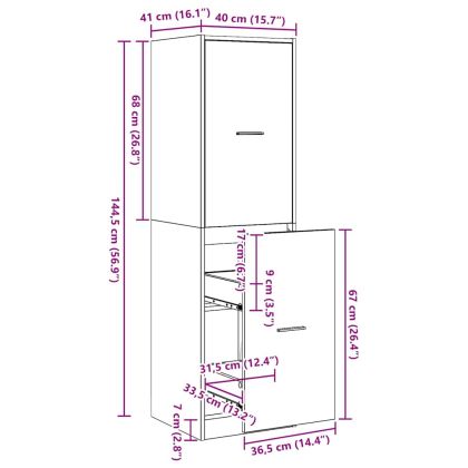 Аптекарски шкаф Черен дъб 40 x 41 x 144.5 см Инженерно дърво