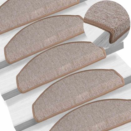 Изтривалки за стълби, 30 бр., 65x24x4 см, светлокафяви, полукръгли, големи