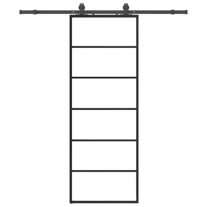 Плъзгаща се врата с обков черна 76x205 см ESG стъкло