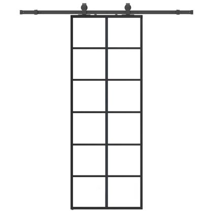Плъзгаща се врата с обков черна 76x205 см ESG стъкло