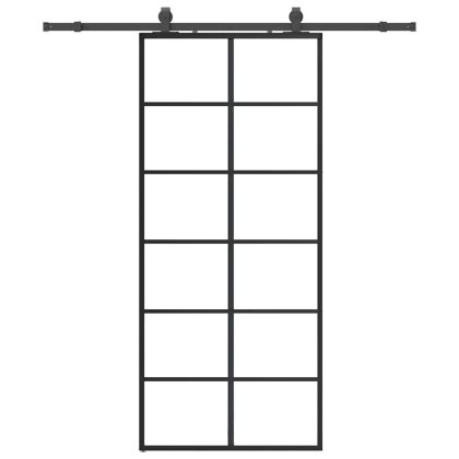 Плъзгаща се врата с обков черна 90x205 см ESG стъкло