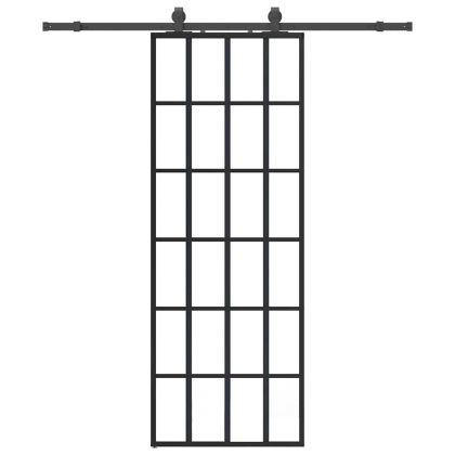 Плъзгаща се врата с обков черна 76x205 см ESG стъкло