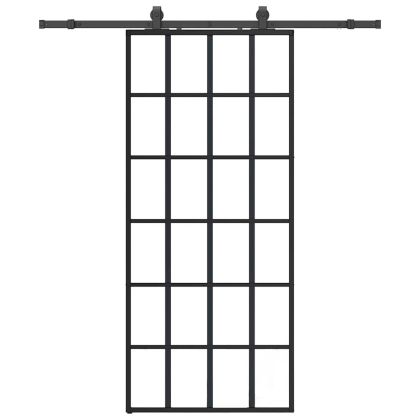 Плъзгаща се врата с обков черна 90x205 см ESG стъкло