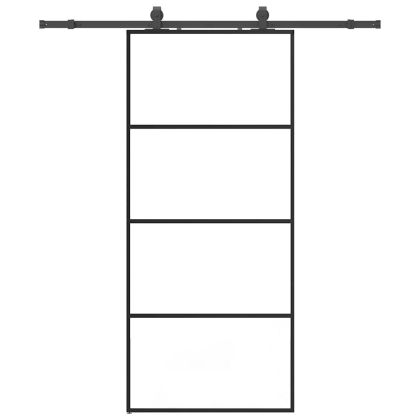 Плъзгаща се врата с обков черна 90x205 см ESG стъкло